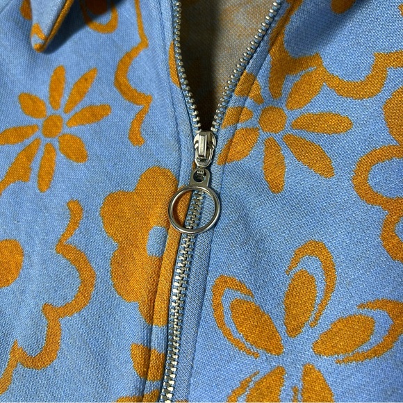 Urban Outfitters Arla Blue and Orange Floral Zip-Up Mini Dress - Picture 6 of 14